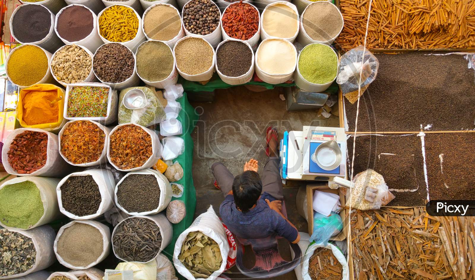 Top view of spice market in Gokarna, Karnataka.