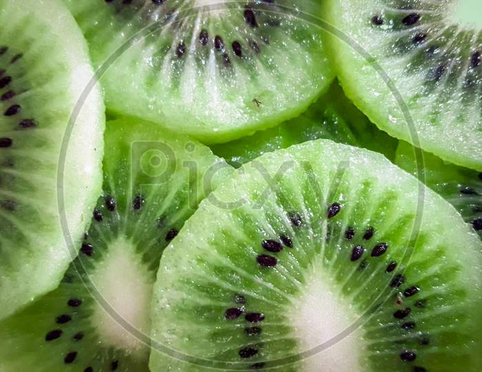 Close Up Of Green Color Kiwi Fruit