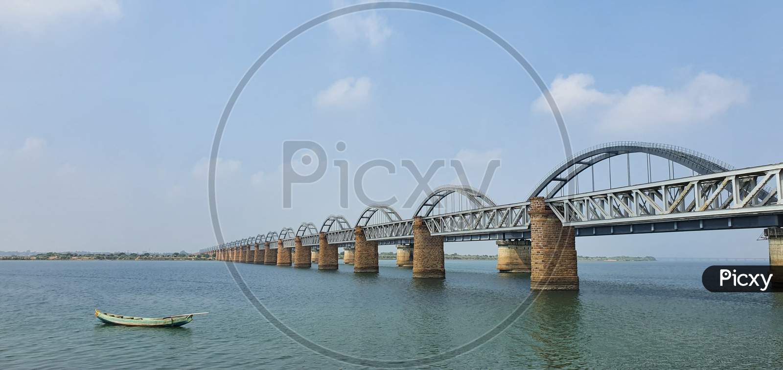 Beautiful view of Railway bridges across the Godavari river