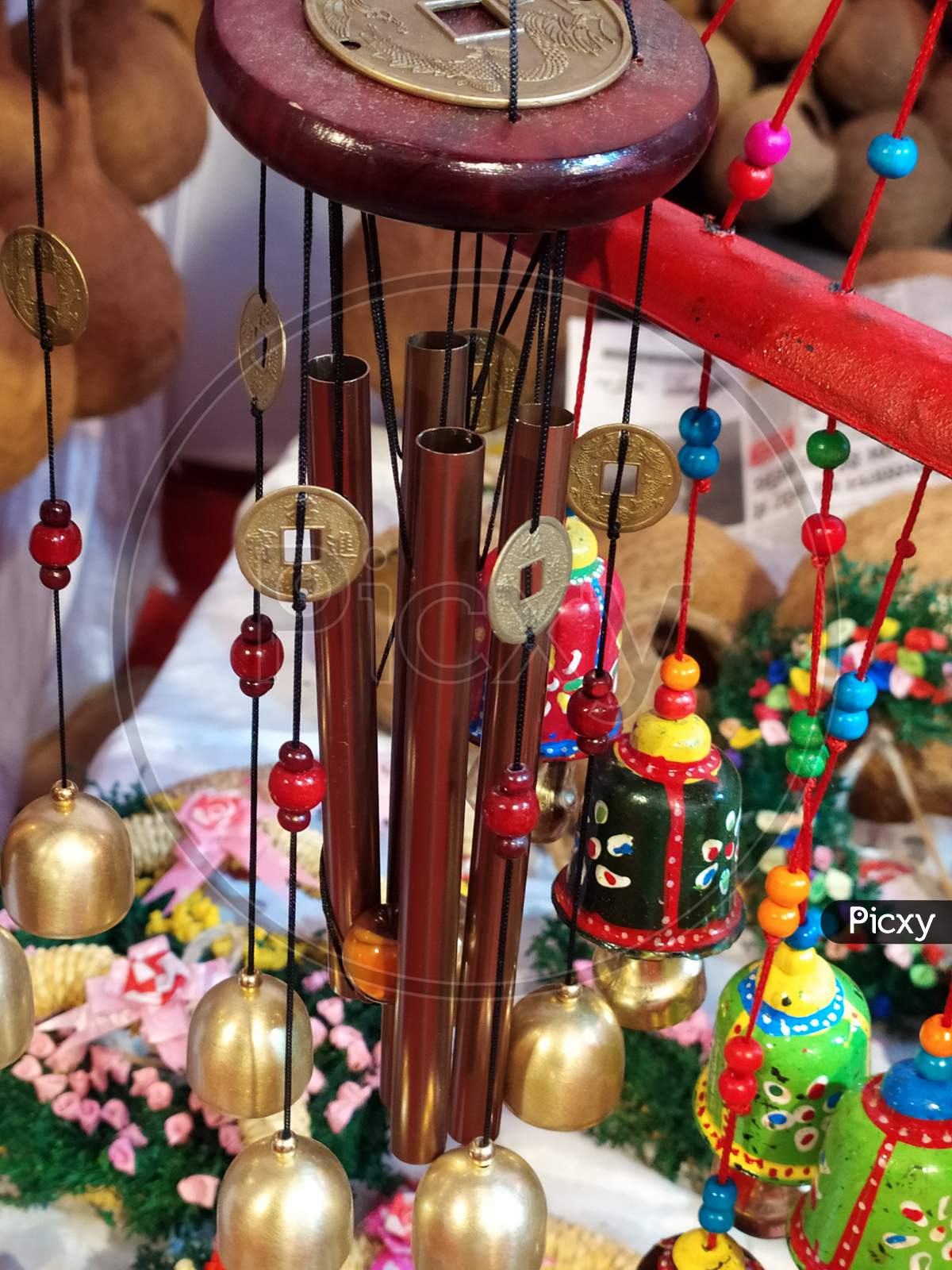 A beautifully designed close up view of christmas bell.