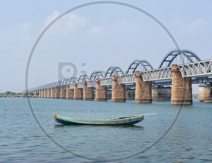 Railway bridges across the Godavari river
