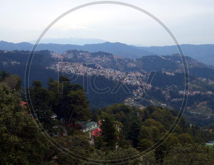 Picturesque view of Shimla, a famous hill station in Himachal Pradesh