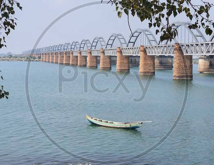 Beautiful view of bridges across the Godavari river