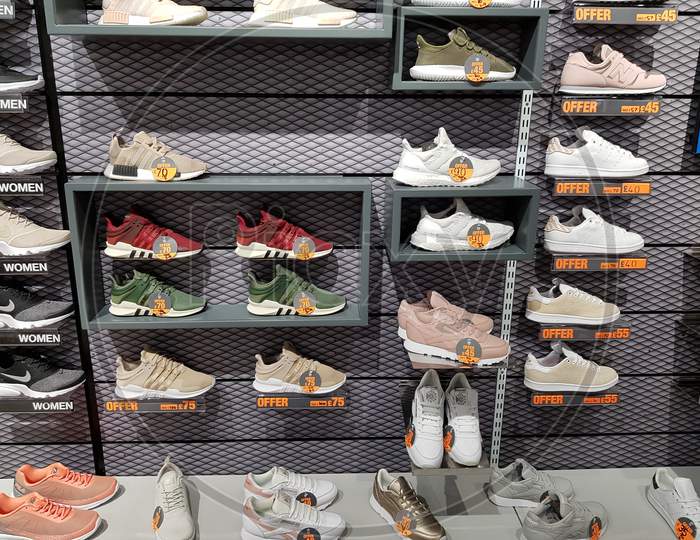 Shoe Racks in a Store