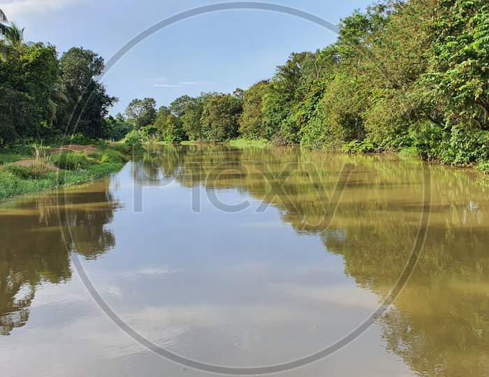 Scenic view of Godavari river canal in Bobbarlanka , Rajahmundry