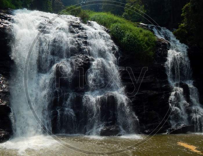 Abbey Falls Madikeri , Krnataka, India. Beautiful waterfall in the forest.