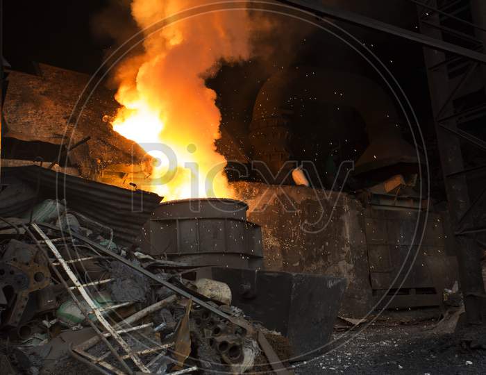 Blast Furnace In The Melt Steel Works In Demra, Dhaka, Bangladesh.