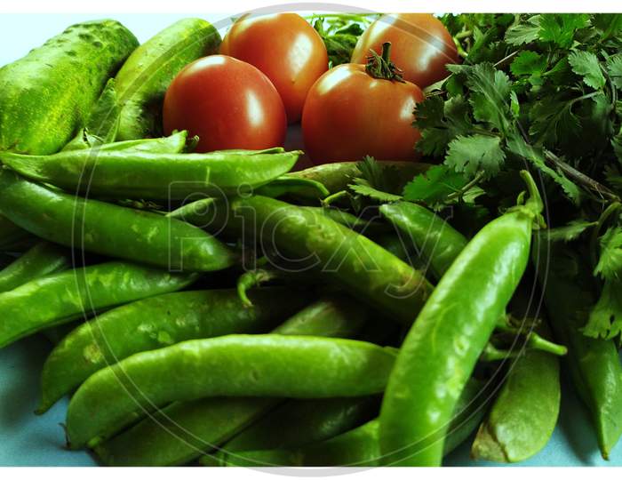 Closeup of Indian vegetables.