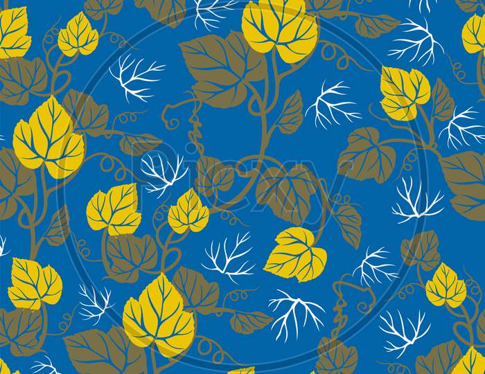 Seamless Pattern Or Floral Design In Blue Background