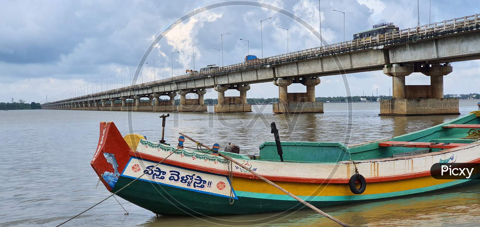 Beautiful bridge across the Godavari river in Yanam