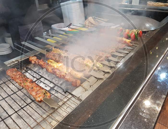 Meat burning on a Grill