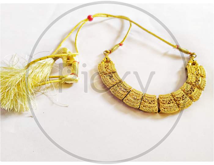 Indian Necklace on white background.