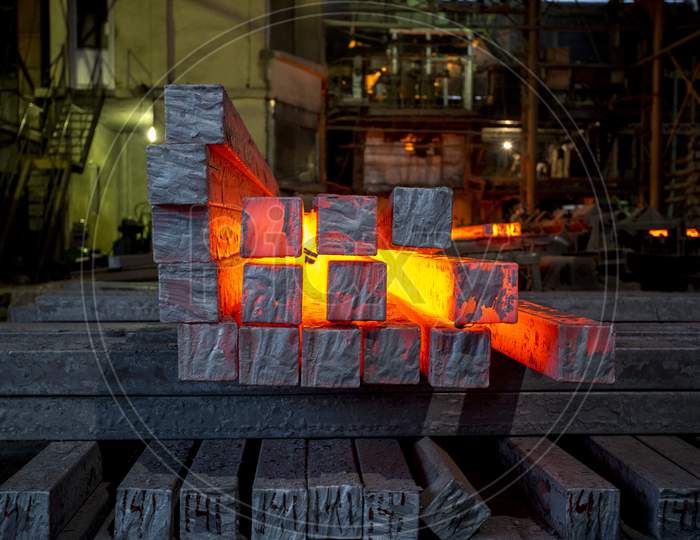 Heated Metal Pig Gets Squeezed And Drilled At Special Metal Forging Unit At Brueck Metal Forging Factory In Demra, Dhaka, Bangladesh.