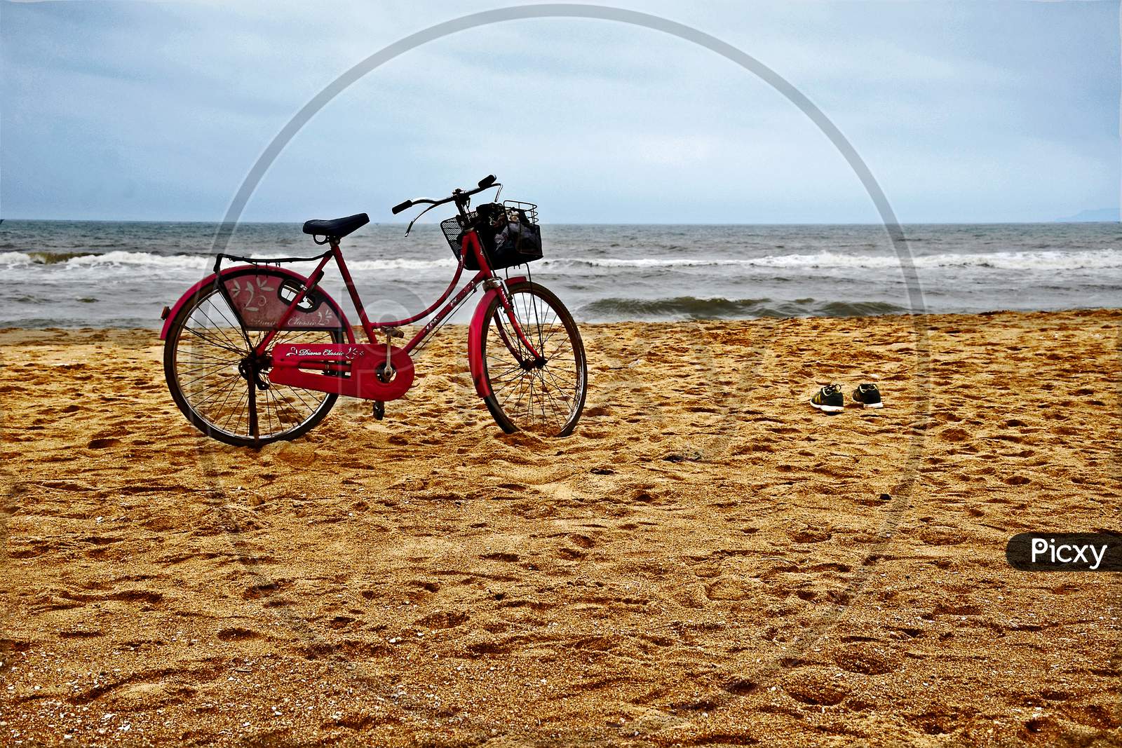cycle at sea beach at puri odisha india