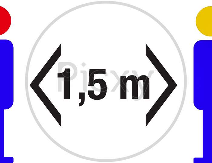Social Distancing Keep a Safe Distance of at Least 1.5 Meters Icon.