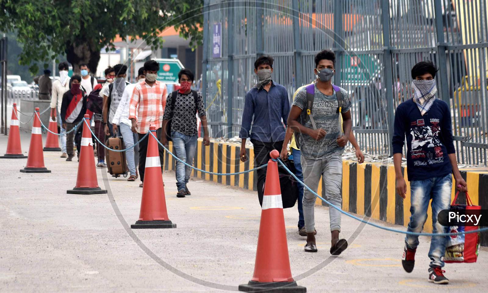 Migrant Laborers Arrive From Gujarat State On A Special Train At Prayagraj Railway Station During Nationwide Lockdown Amidst Coronavirus Or Covid- 19 Pandemic, Prayagraj, May 10, 2020