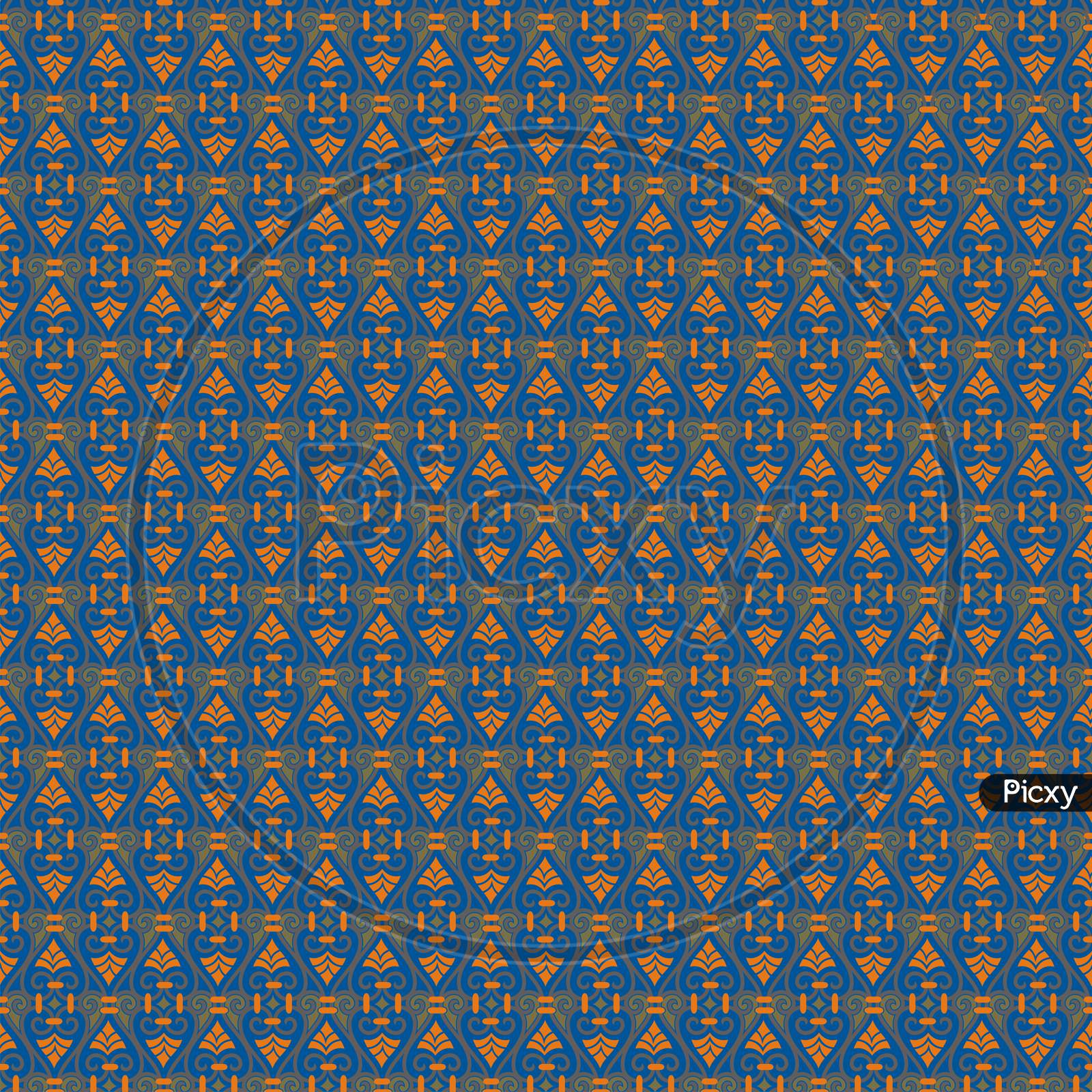 Seamless Pattern In Two Colours In Blue Background