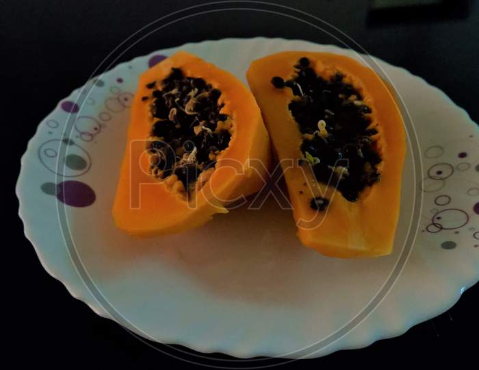 Indian Kerala beautiful papaya on the plate