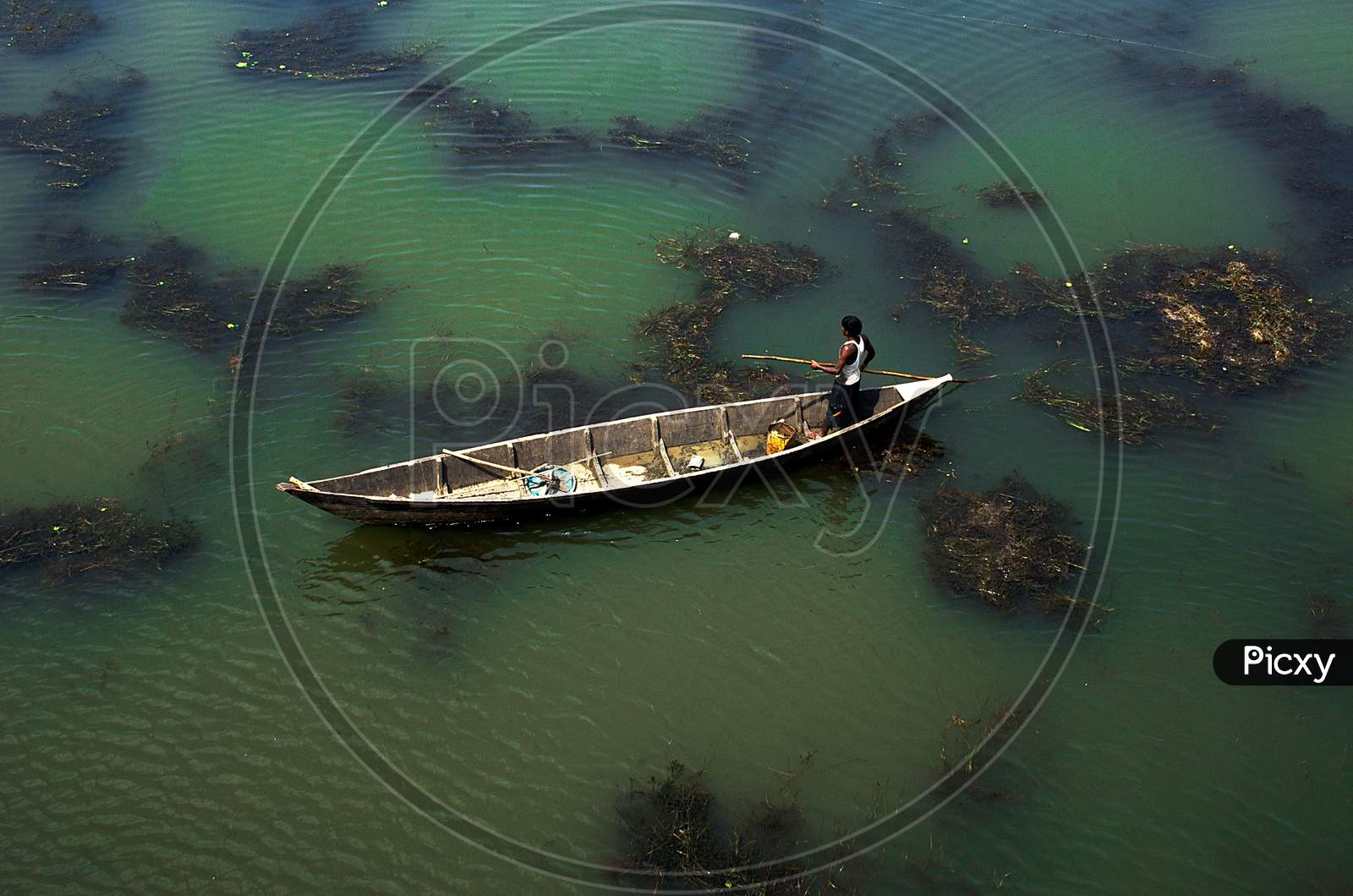 fisherman boat at jhargram west bengal india