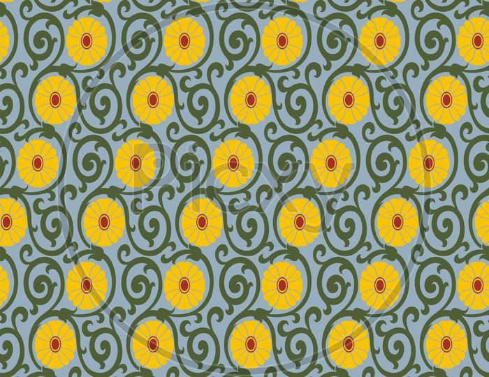 Seamless Pattern In Three Colours Flower