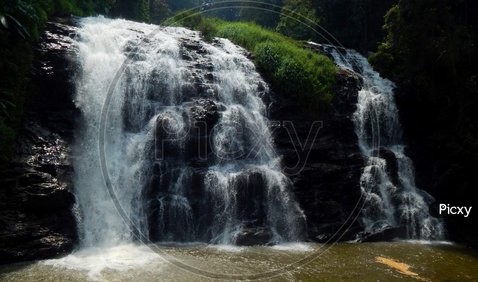 Abbey Falls Madikeri , Krnataka, India. Beautiful waterfall in the forest.