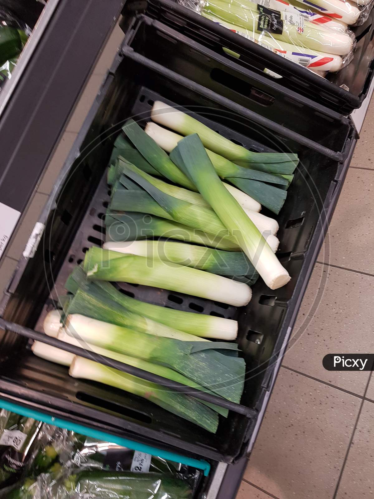 Vegetable Racks in a Grocery Store
