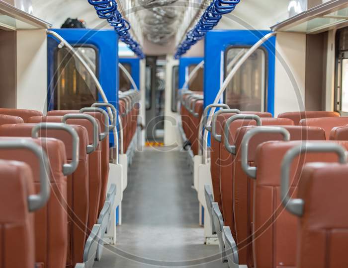Interior Of The Second Category Train Car In Sri Lanka From Colombo To Matara. Colombo, Sri Lanka.