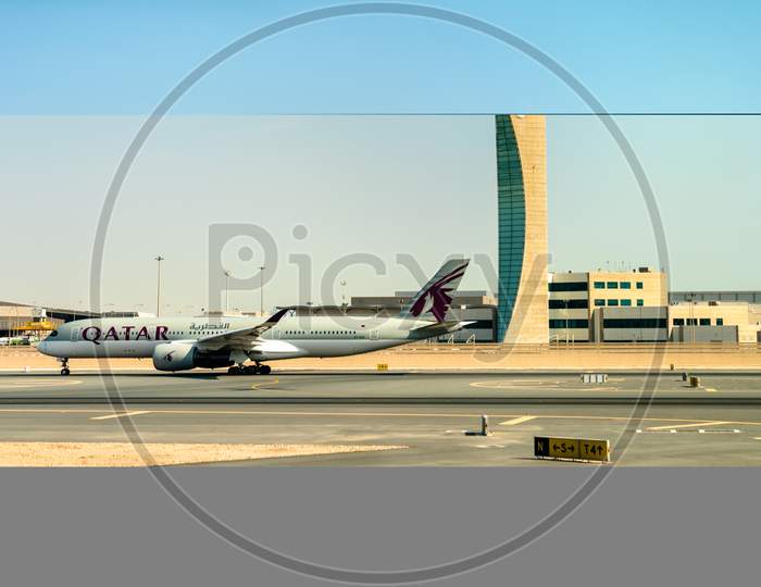 Airbus A350 Of Qatar Airways At Hamad International Airport In Doha, Qatar