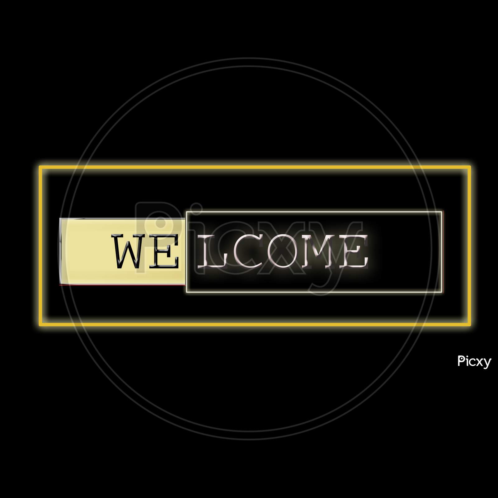 Welcome text with some designs,styles and color background