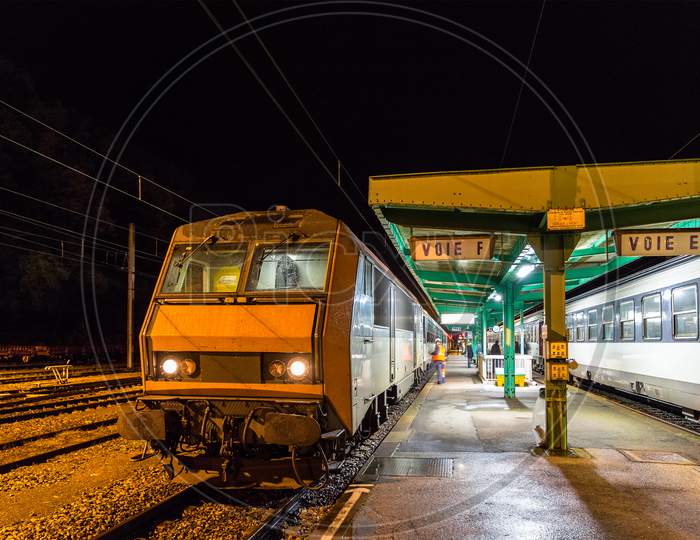 Night Train To Nice In Culmont-Chalindrey Station, France