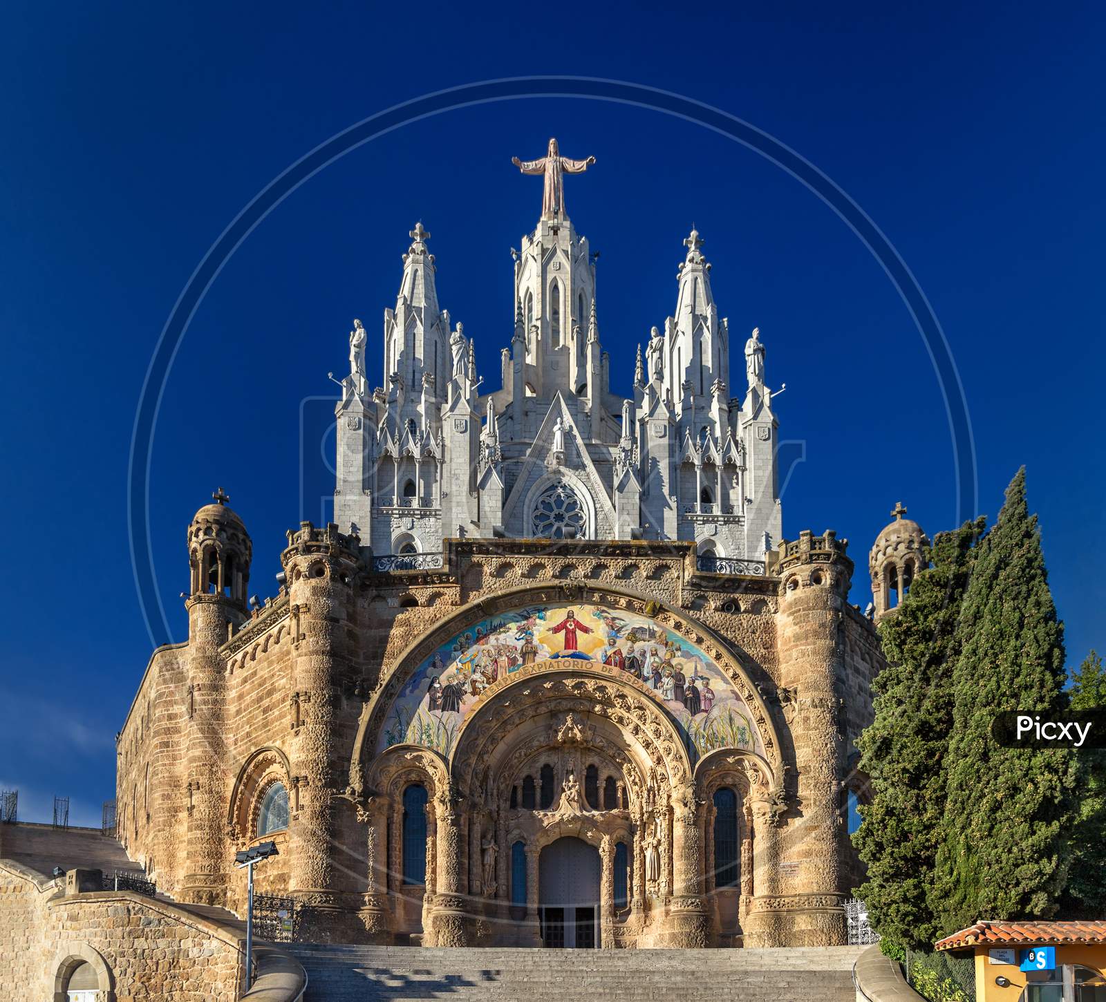 Temple Expiatori Del Sagrat Cor On Tibidabo Mountain In Barcelon