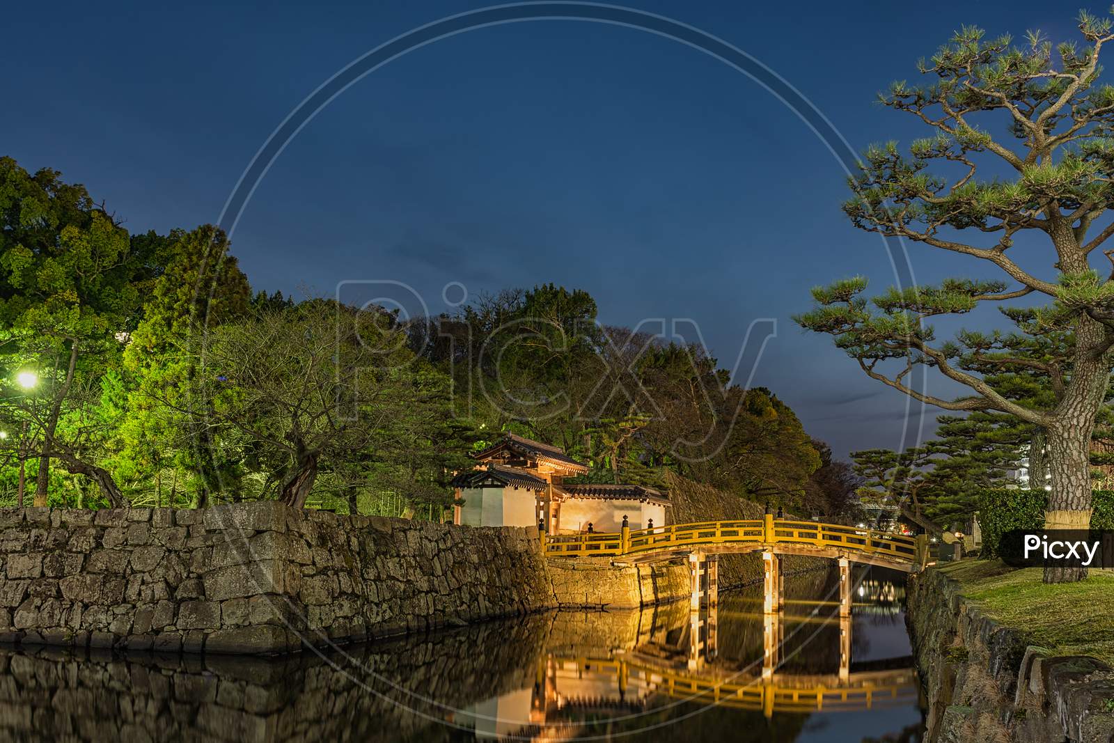Evening View Of The Entrance To The Wakayama Castle, Old Historic Japanese Castle In Wakayama City, Japan