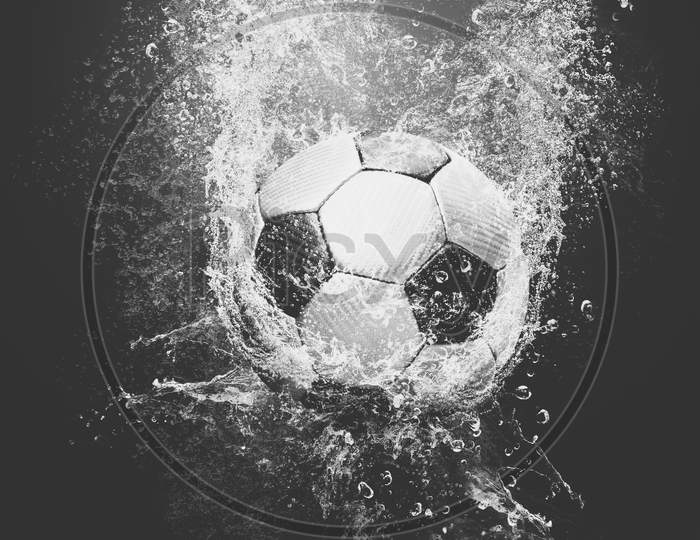 Football is underwater Black and white view