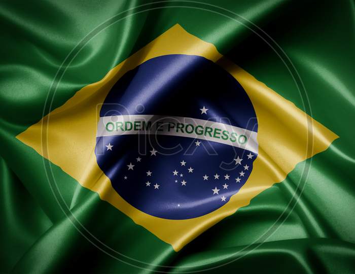 Waving colorful brazillian flag