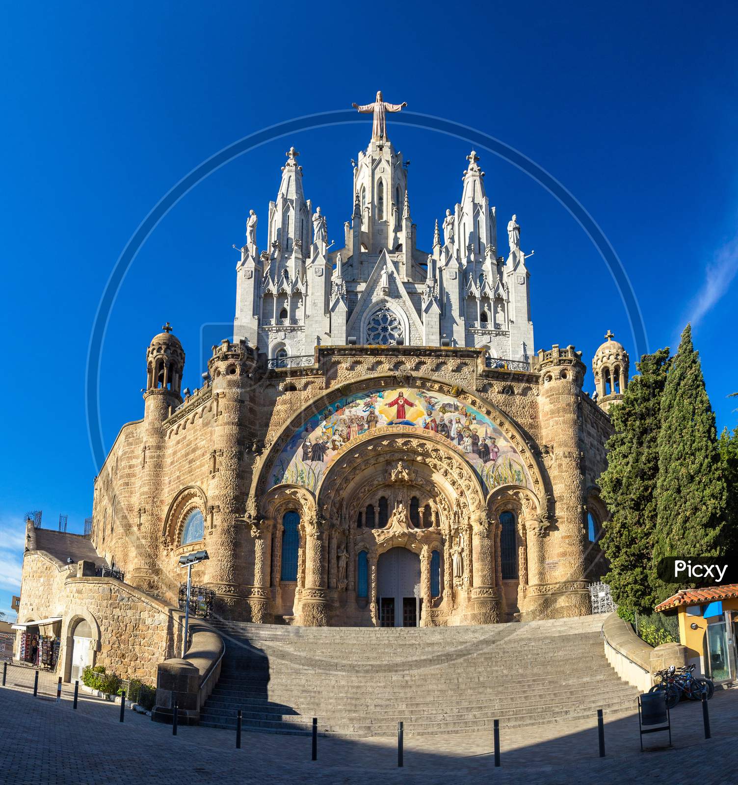 Temple Expiatori Del Sagrat Cor On Tibidabo Mountain In Barcelon