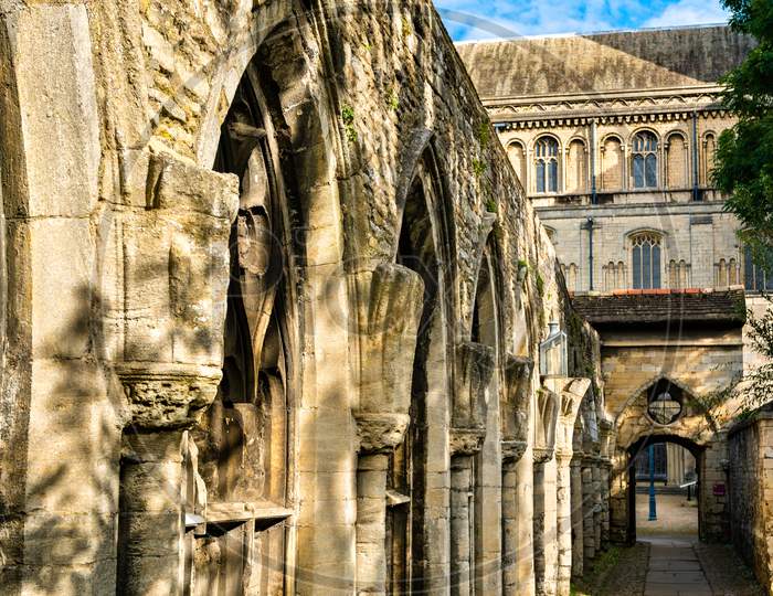 Ancient Wall At Peterborough Cathedral In England