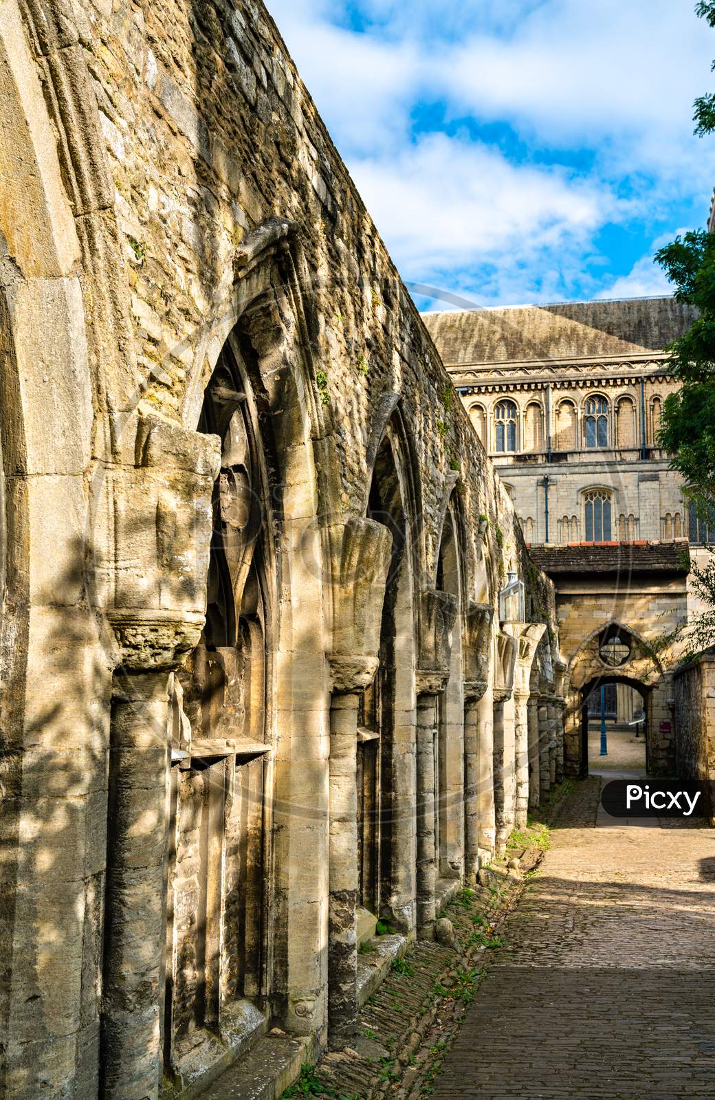 Ancient Wall At Peterborough Cathedral In England