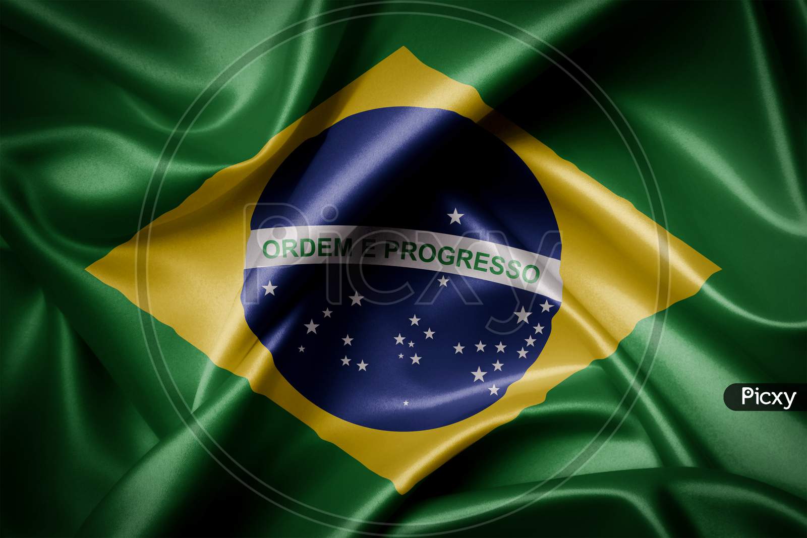 Waving colorful brazillian flag