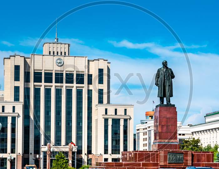 Statue Of Vladimir Lenin In Front Of The Tatarstan Government In Kazan, Russia