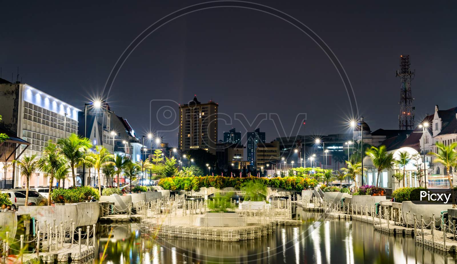 Barbados, Bridgetown, night skyline