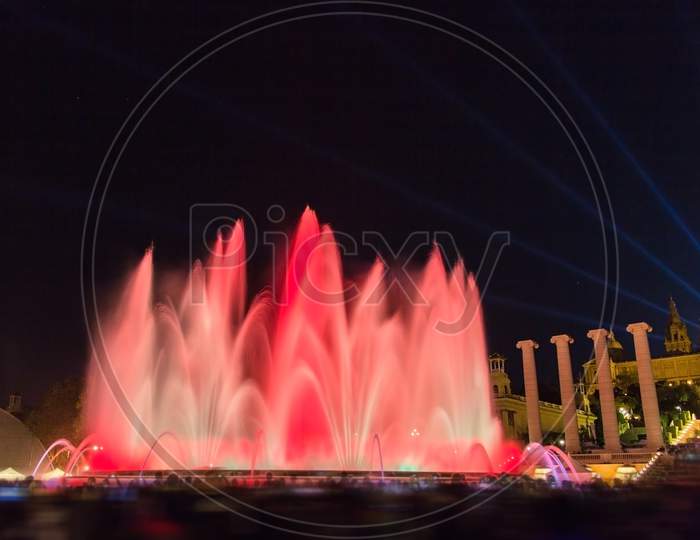 The Magic Fountain Of Montjuic In Barcelona, Spain