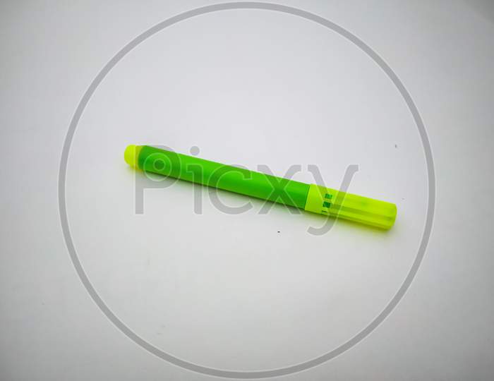 Green Sketch Pen Isolated With White Background.
