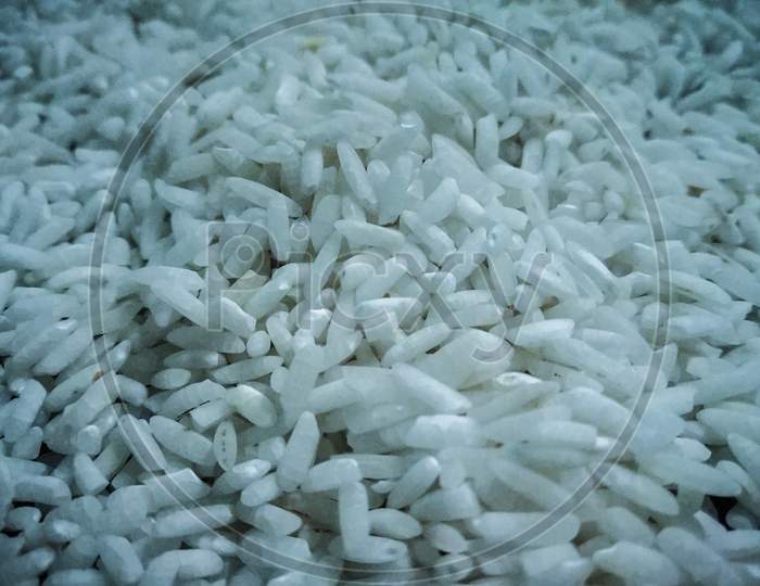 White Rice Grains Close Up Shot