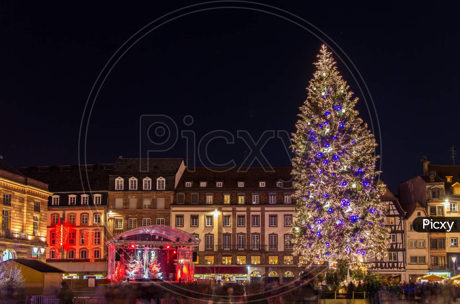 Christmas Tree At Place Kleber In Strasbourg, "Capital Of Christ