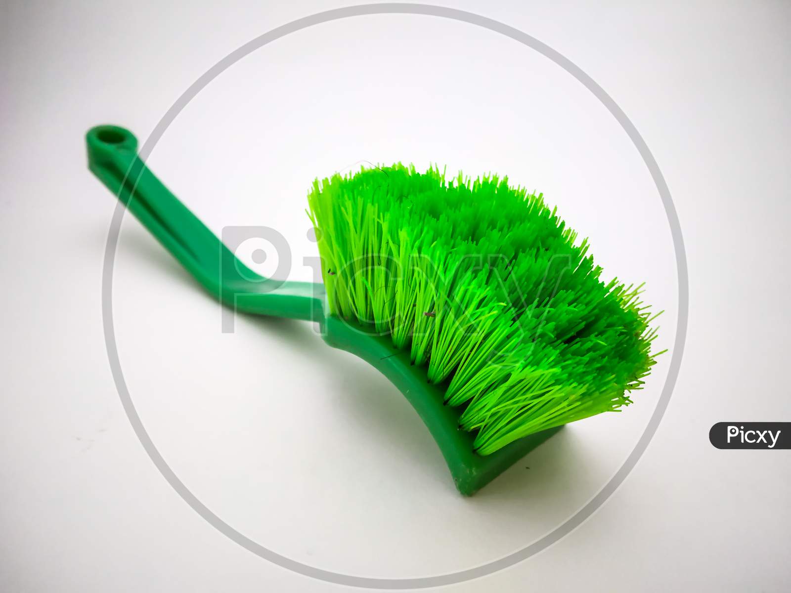 Dish Washing And Basin'S Cleaning Brush Isolated With White Background