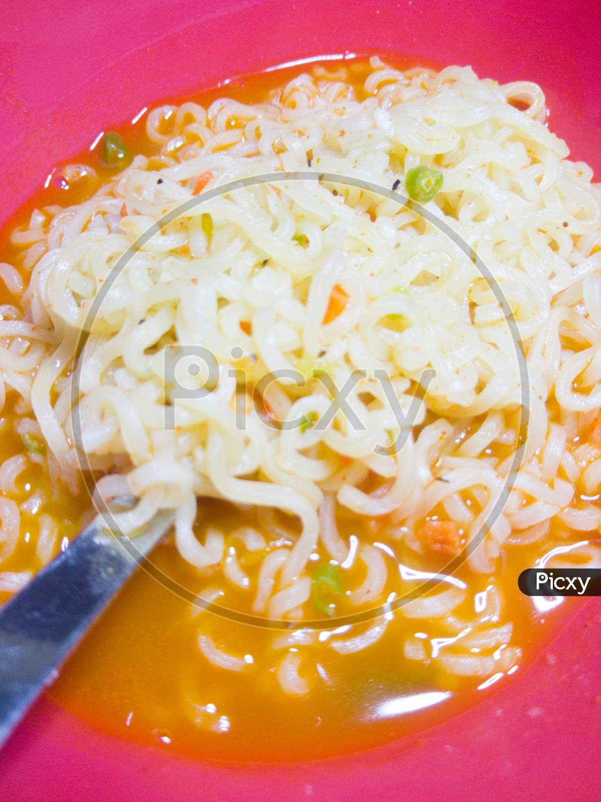 Image of Famous Home Made Asian Instant Noodle In A Porcelain Bowl With ... image