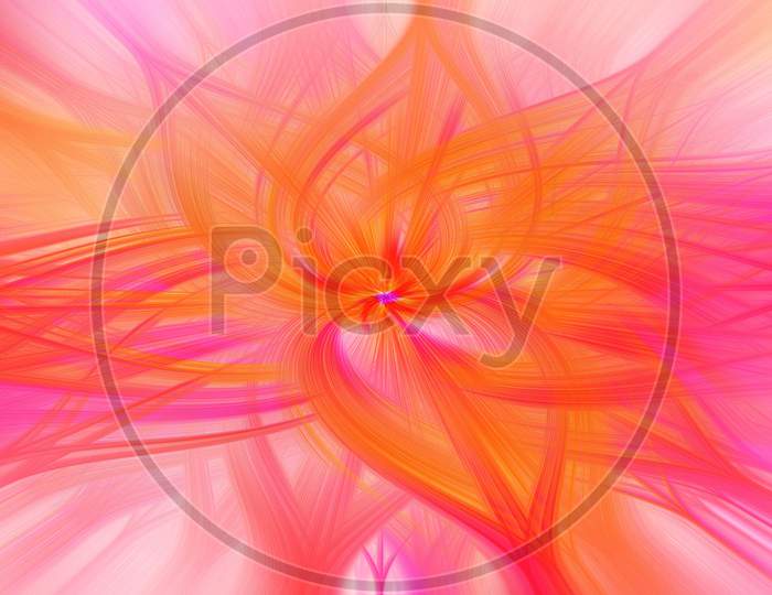 A Illustration Of Abstract Twisted Light Fibers Orange Red Background.