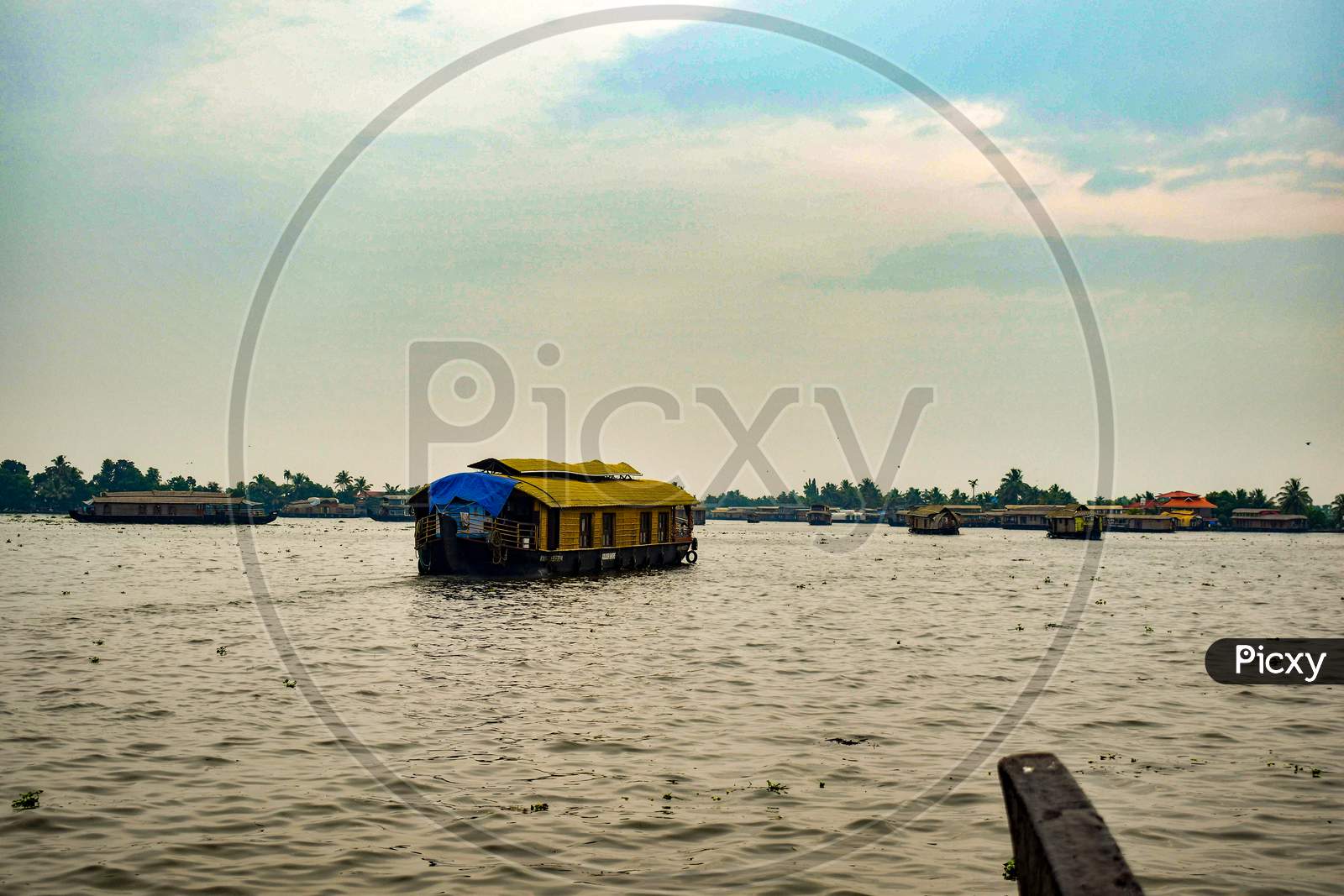 House boat in Vembanad lake kerala landscape