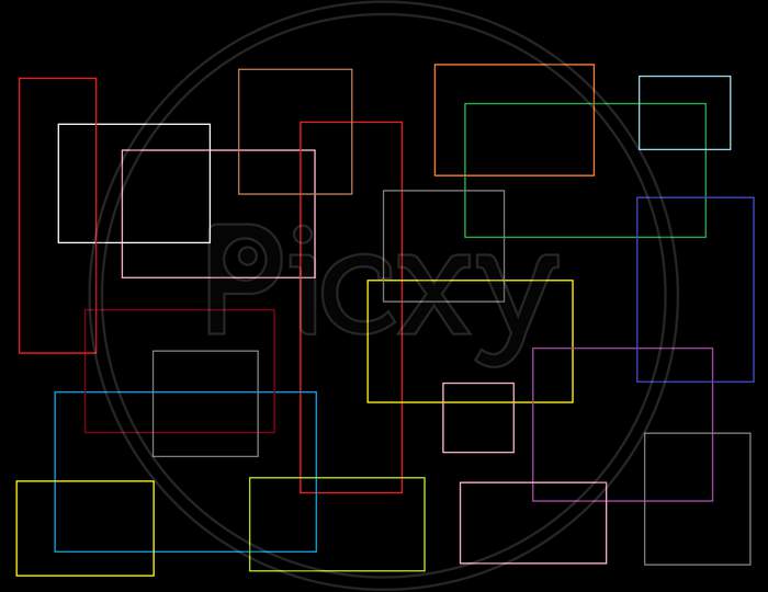 Illustration of colorful rectangles isolated in black background