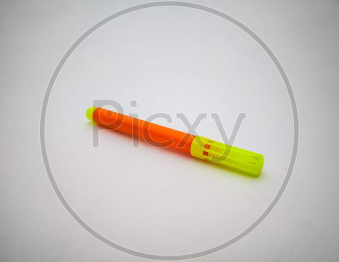 Orange Sketch Pen Isolated With White Background.